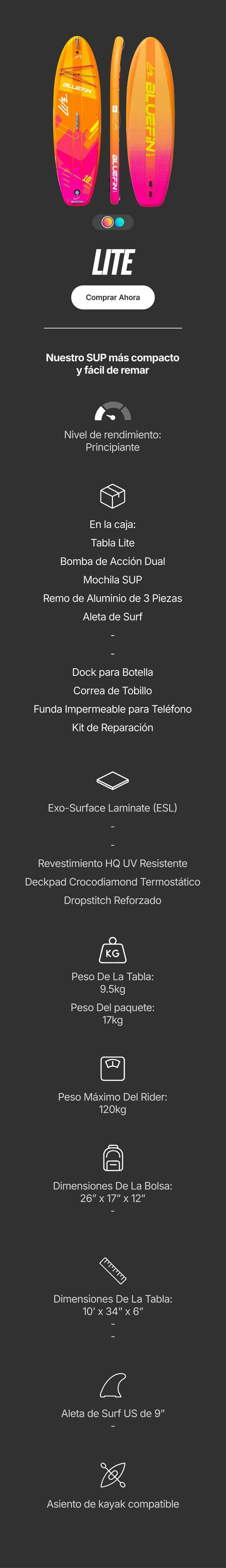 Inflatable paddleboard with vibrant orange and pink design, center fin, and textured deck pad