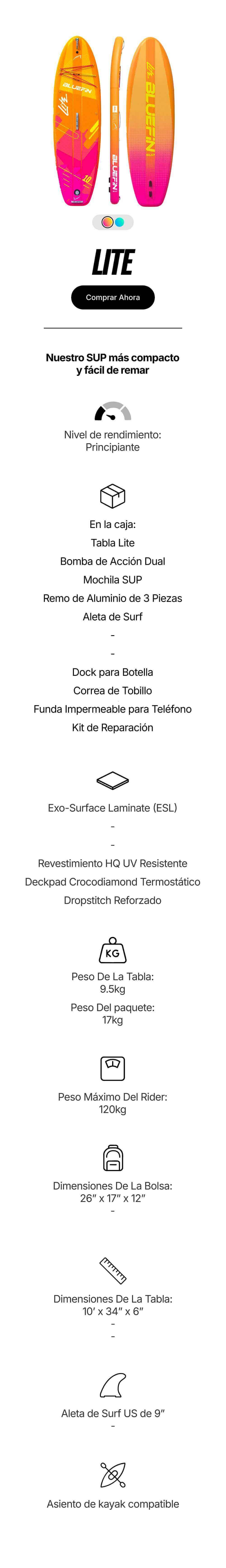 Inflatable paddleboard in orange and pink with textured deck pad and center fin, suitable for beginners