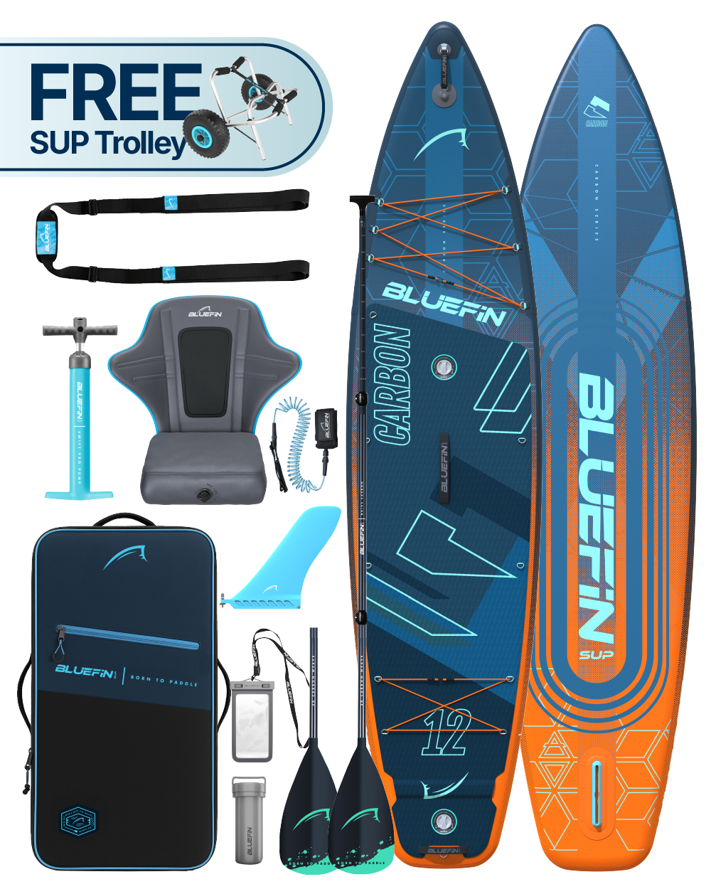 Orange Carbon 12' Premium Inflatable SUP Paddleboard