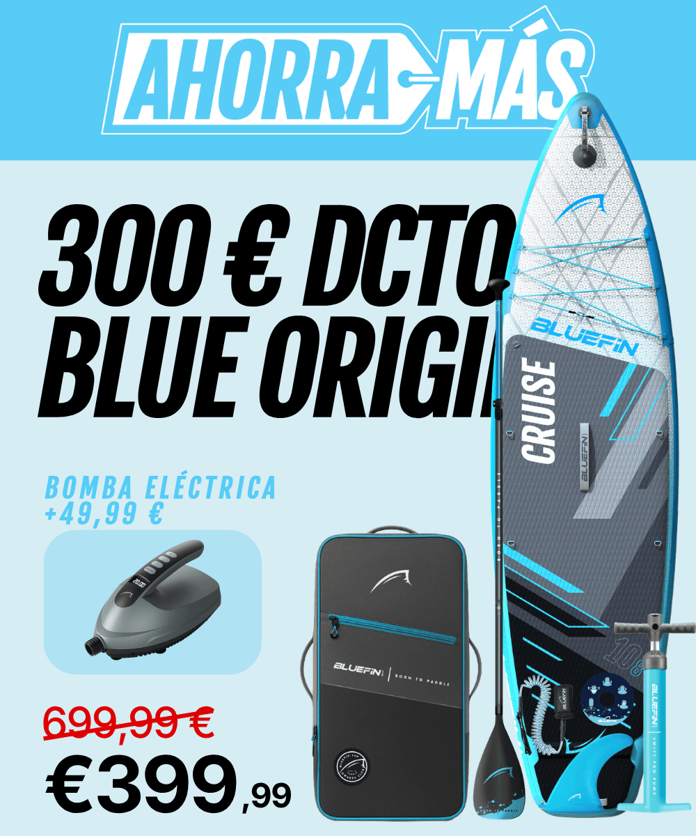 Promoción de la tabla de paddle surf hinchable Cruise con bomba eléctrica, mochila y accesorios; precio rebajado a 399,99 €