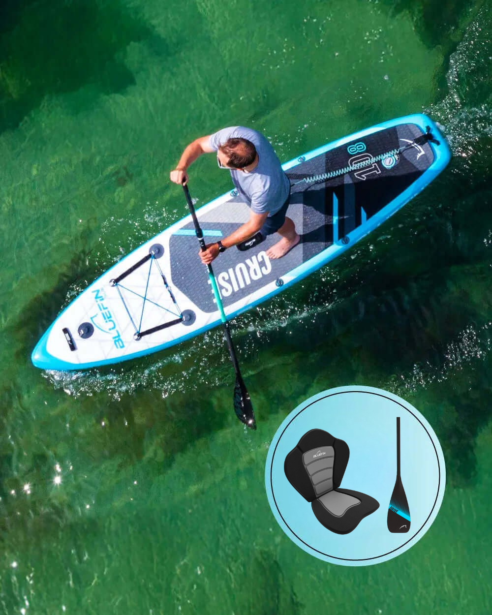 Cruise 10'8 Legacy Blue Tabla de paddle surf inflable con kit de kayak (edición 2024)