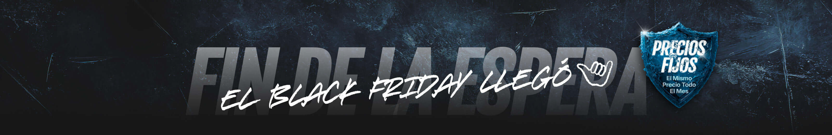 Text banner announcing Black Friday sales with a blue shield and white lettering on a dark background